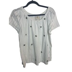 Grand & Greene Bee Blouse Cottage Novelty Spring Yellow & Black Size Medium